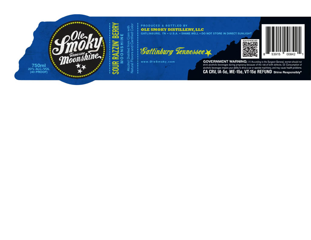 TABC label artwork for OLE SMOKY SOUR RAZZIN' BERRY