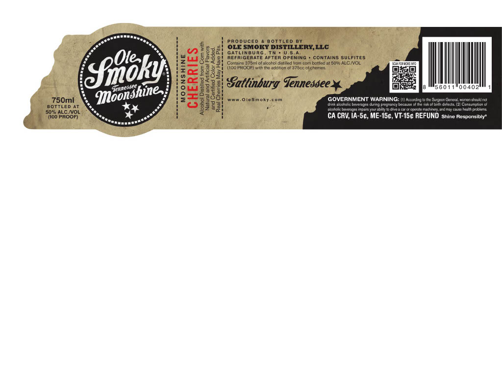 TABC label artwork for OLE SMOKY MOONSHINE CHERRIES