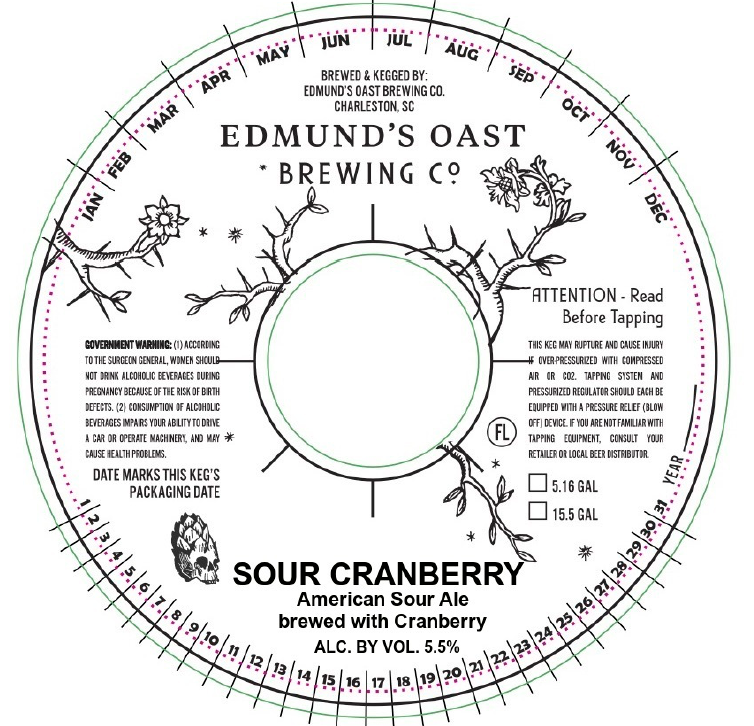 TABC label artwork for Edmund's Oast Brewing Co. Sour Cranberry