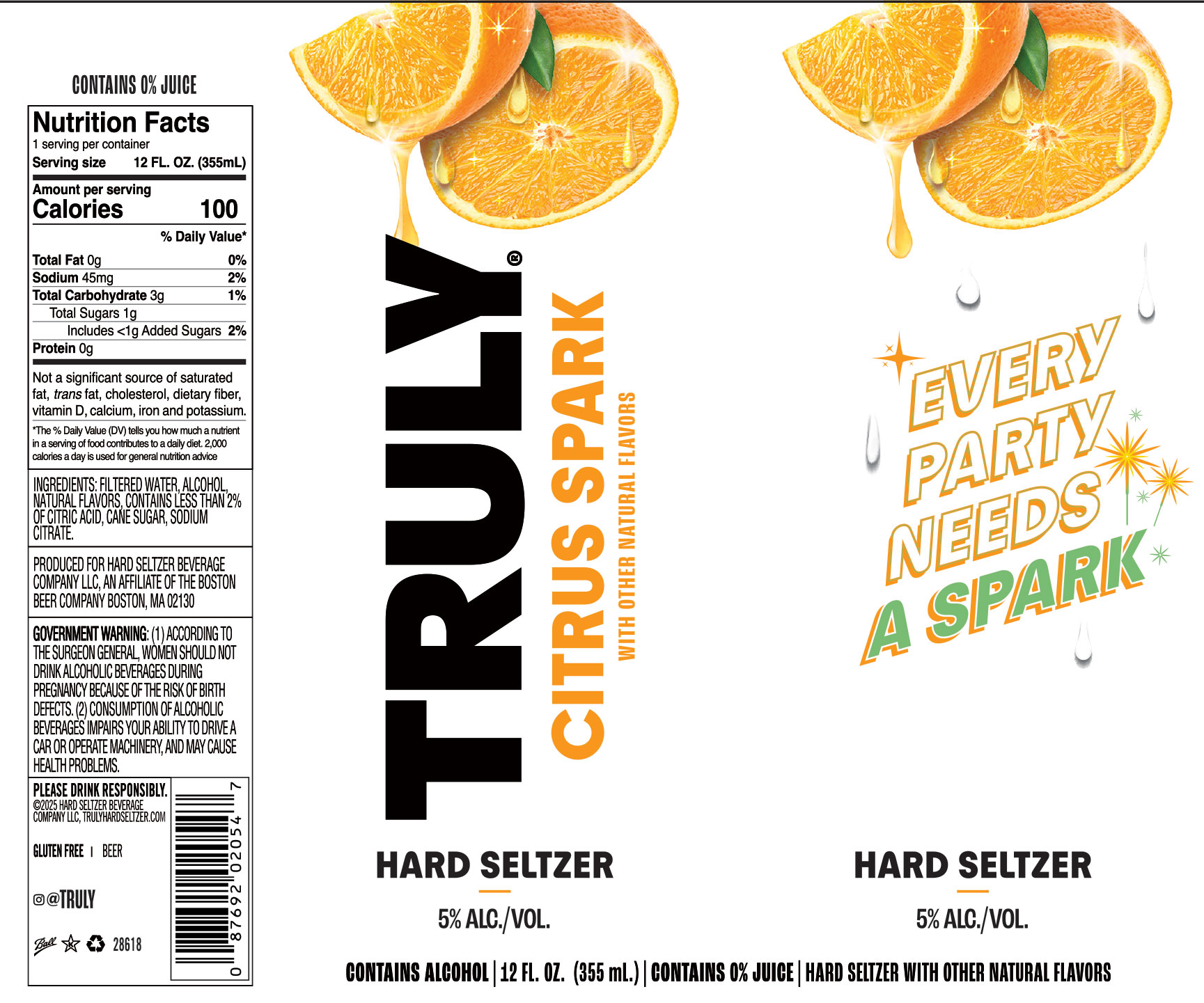 TABC label artwork for Truly Hard Seltzer Citrus Spark