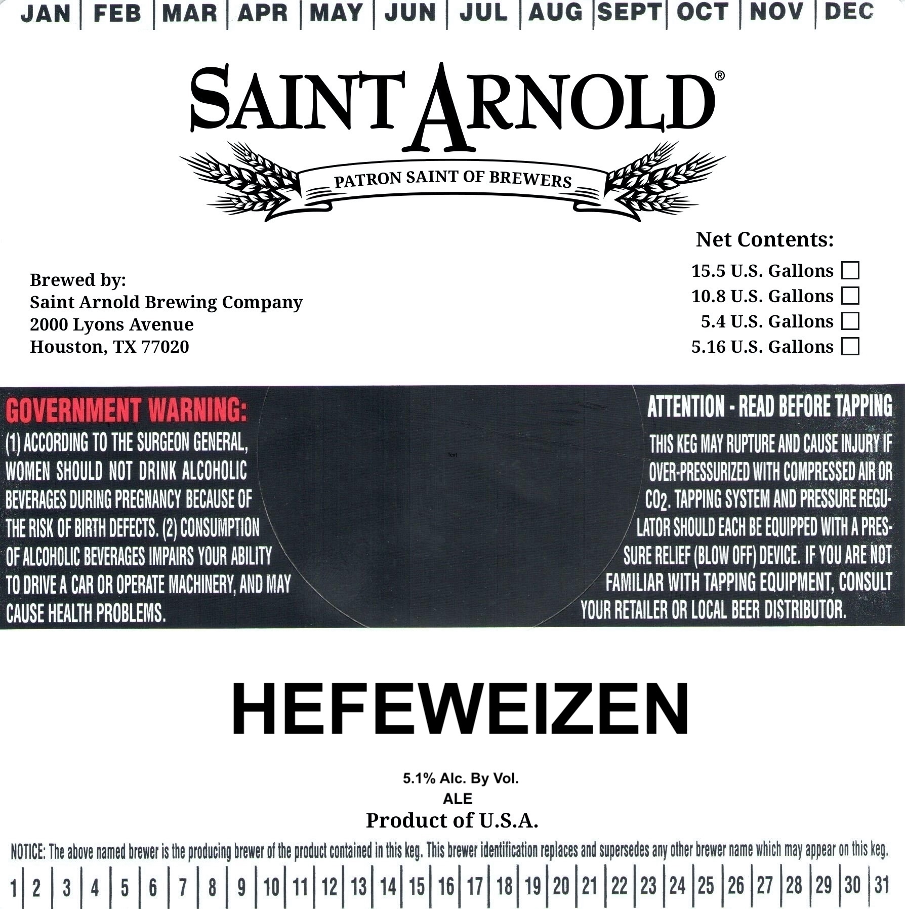 TABC label artwork for Hefeweizen