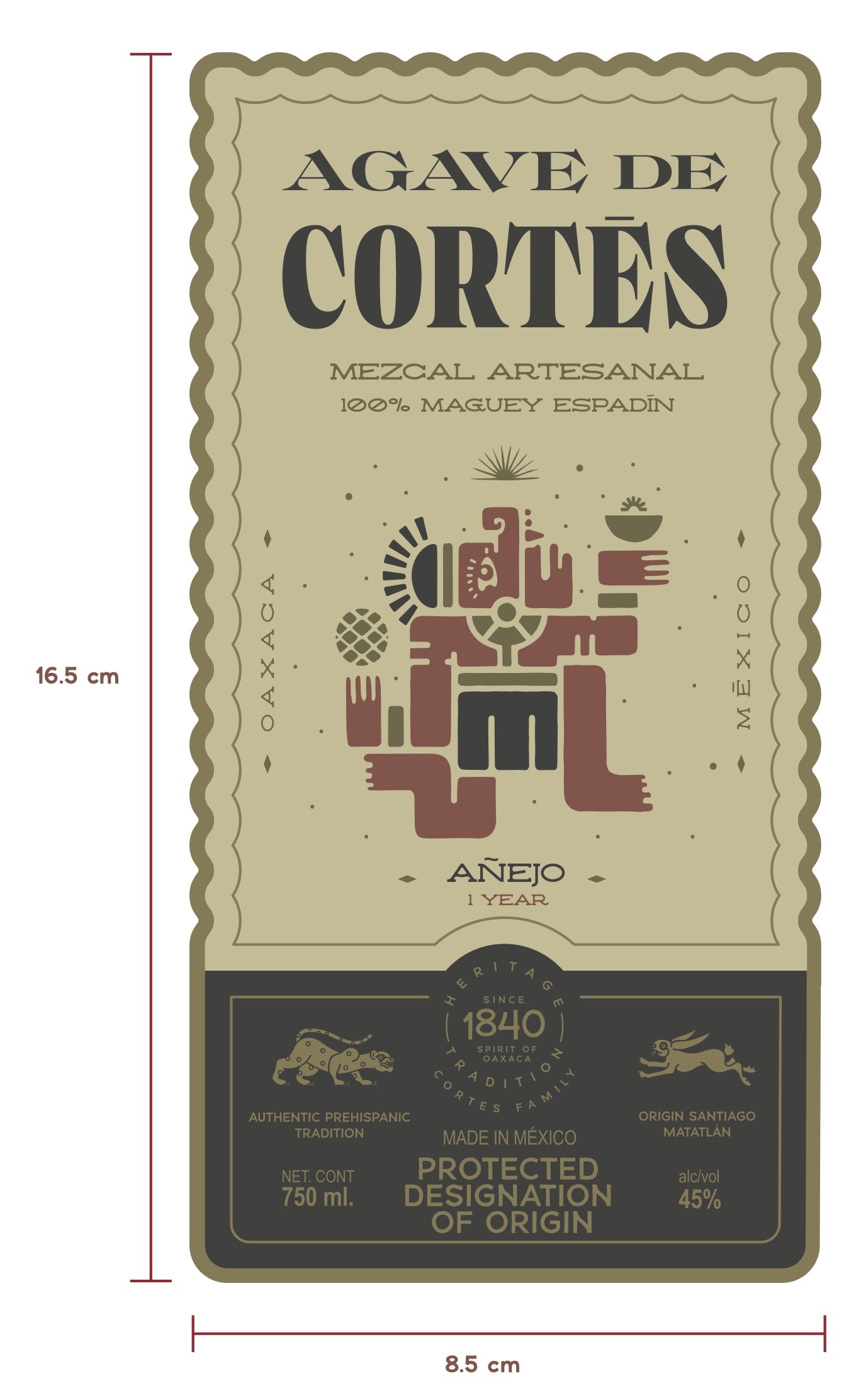 TABC label artwork for Agave De Cortes Mezcal Artesanal 100% Maguey Espadin