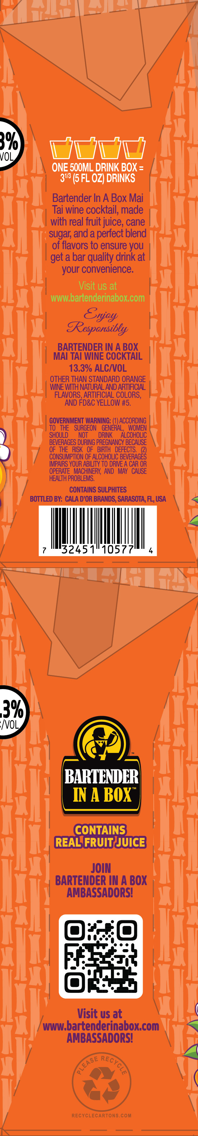 TABC label artwork for Bartender In A Box Mai Tai Wine Cocktail