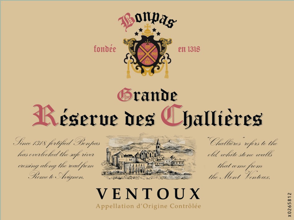 TABC label artwork for BONPAS GRANDE RESERVE DES CHALLIERES VENTOUX