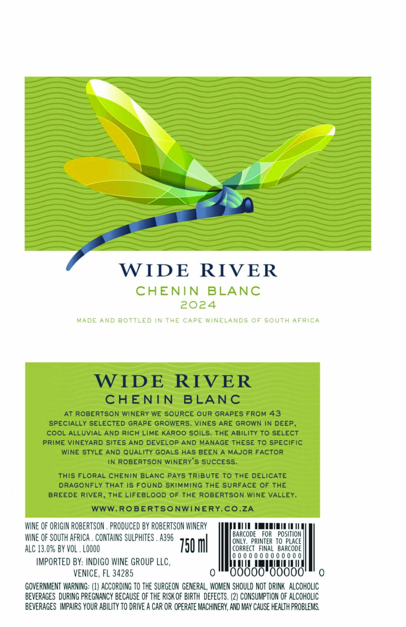 TABC label artwork for Wide River Chenin Blanc