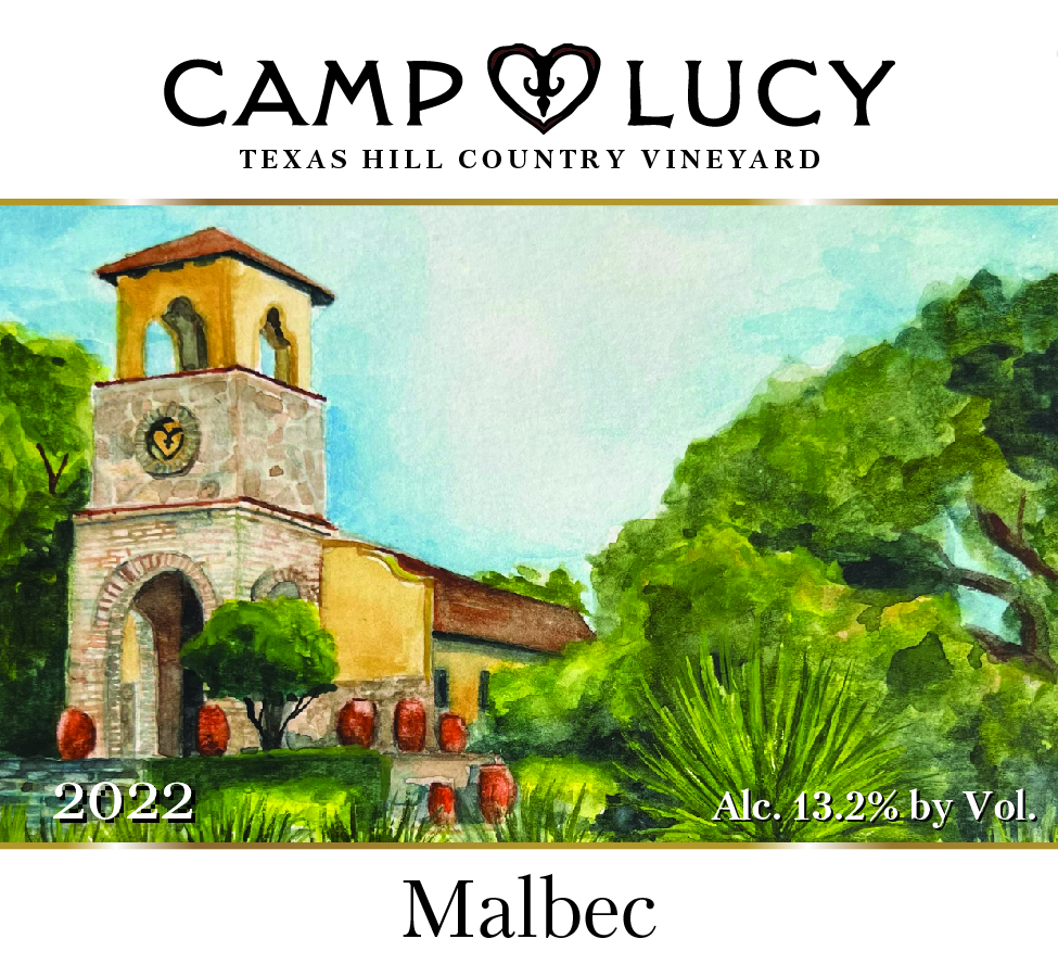 TABC label artwork for 2022 Malbec, Camp Lucy