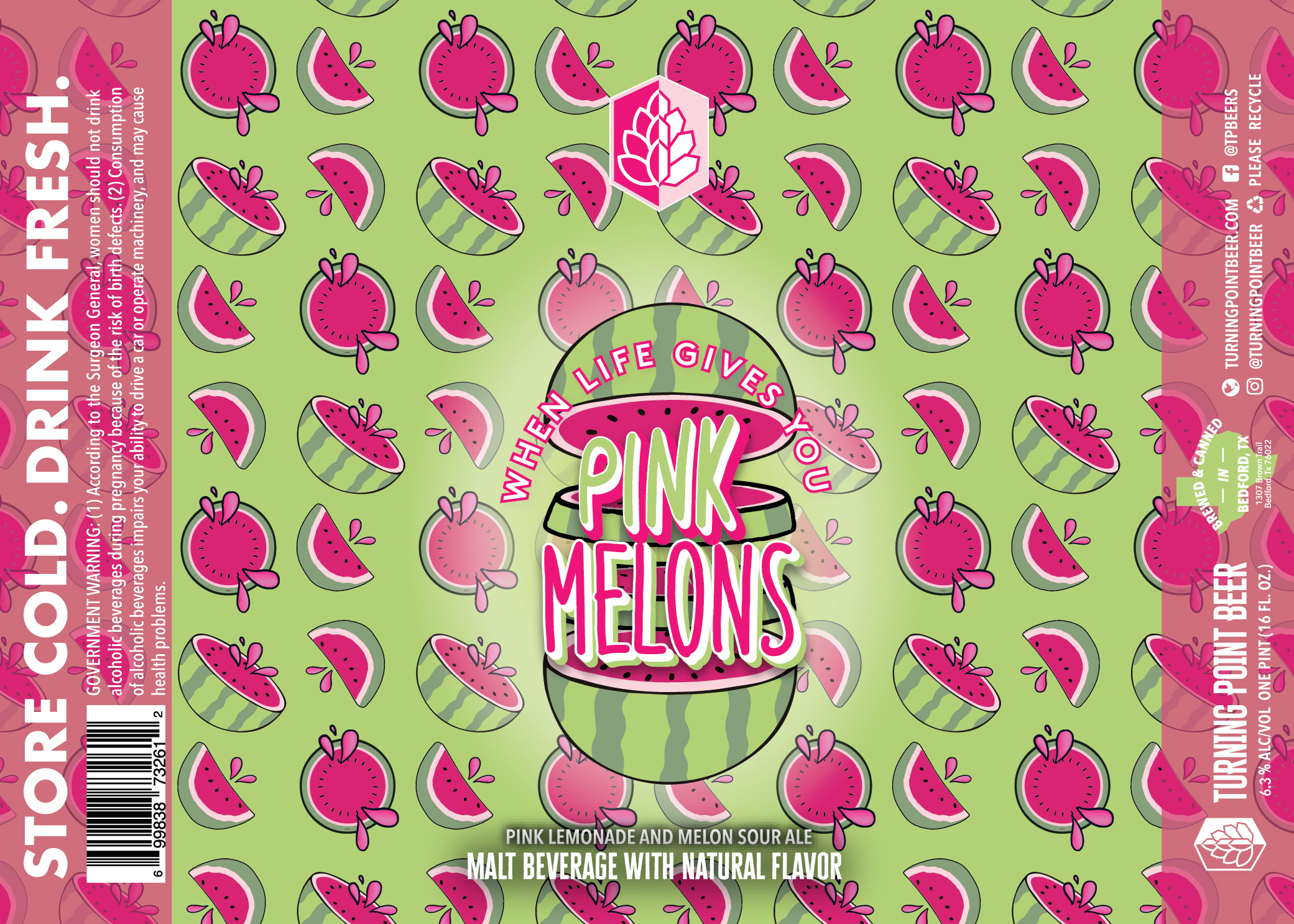 TABC label artwork for When Life Gives You Pink Melons