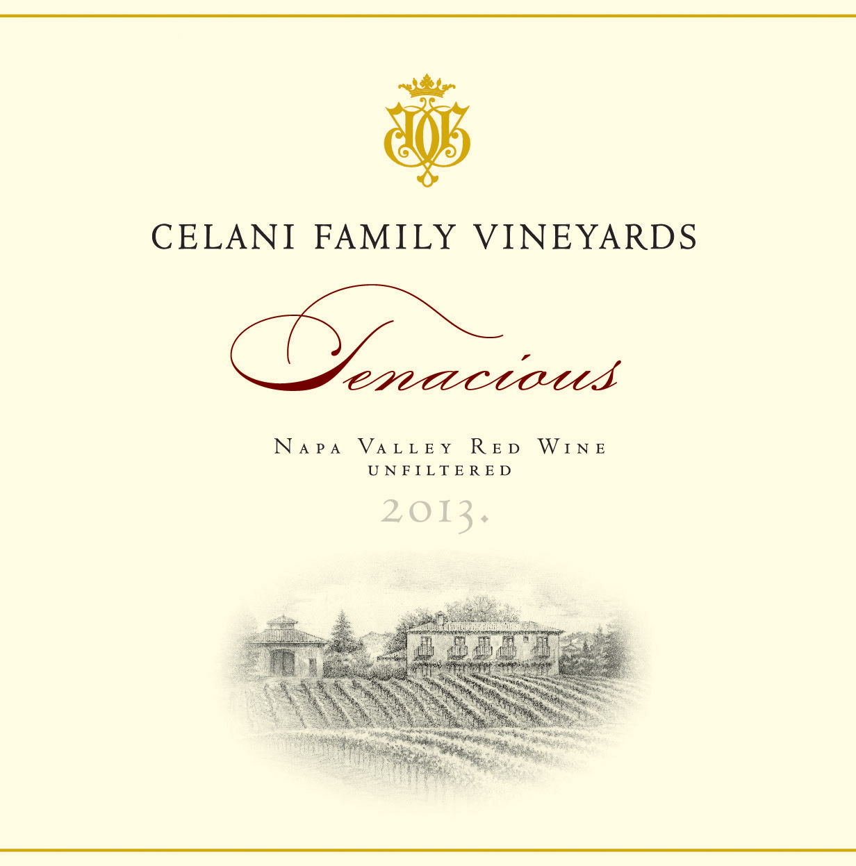 TABC label artwork for Celani Family Vineyards Tenacious Red Wine Napa Valley