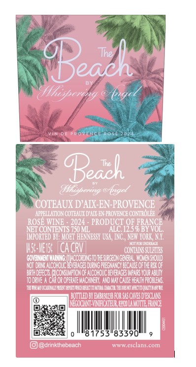 TABC label artwork for The Beach Rose Coteaux D'Aix-En-Provence