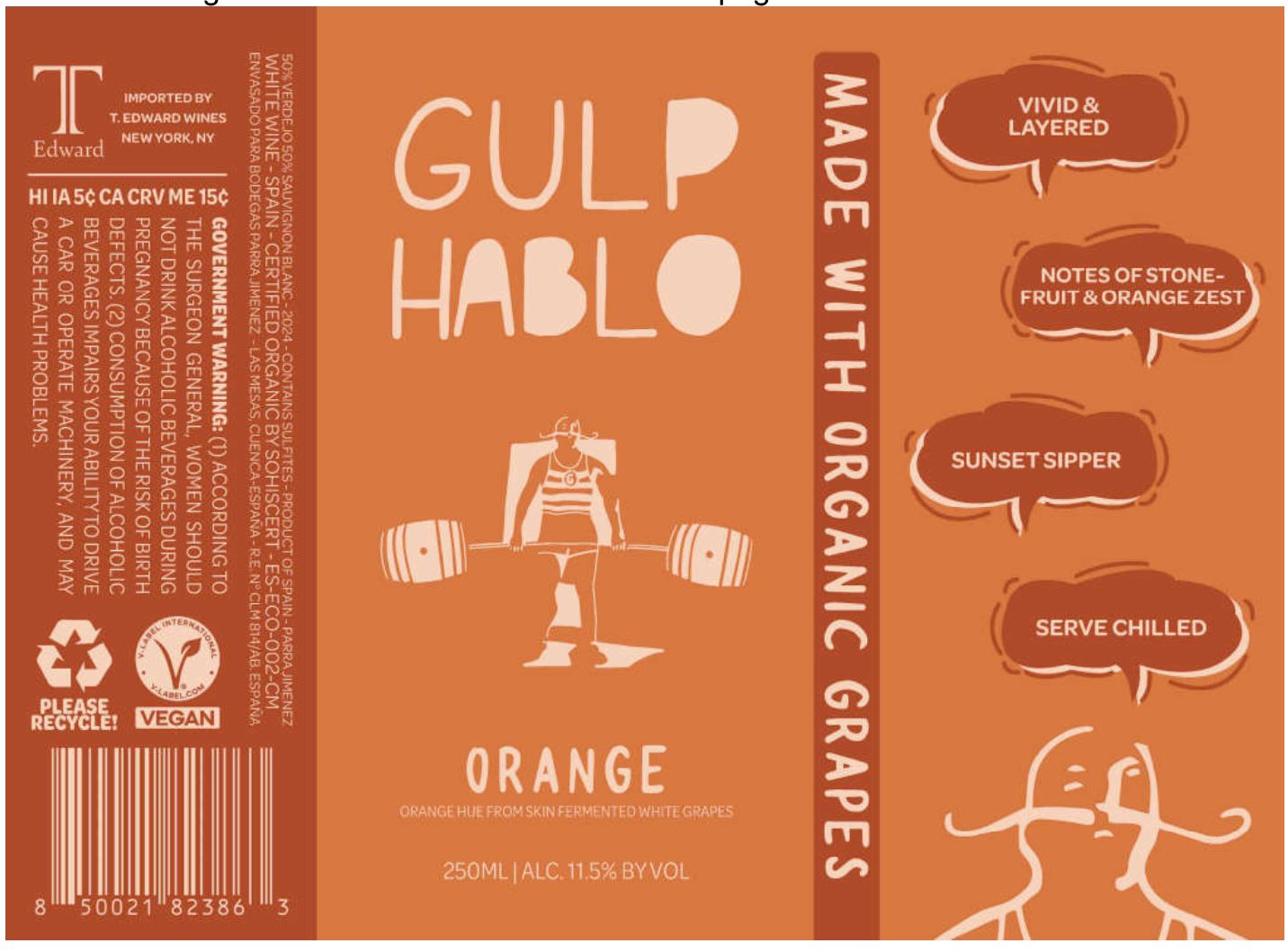 TABC label artwork for Gulp Hablo Orange cans