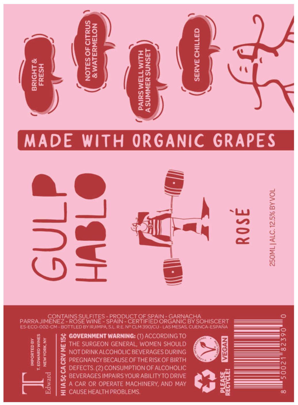 TABC label artwork for Gulp Hablo Rose cans