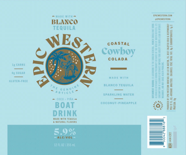 TABC label artwork for Epic Western Tequila Boat Drink by Brew Hub under contract