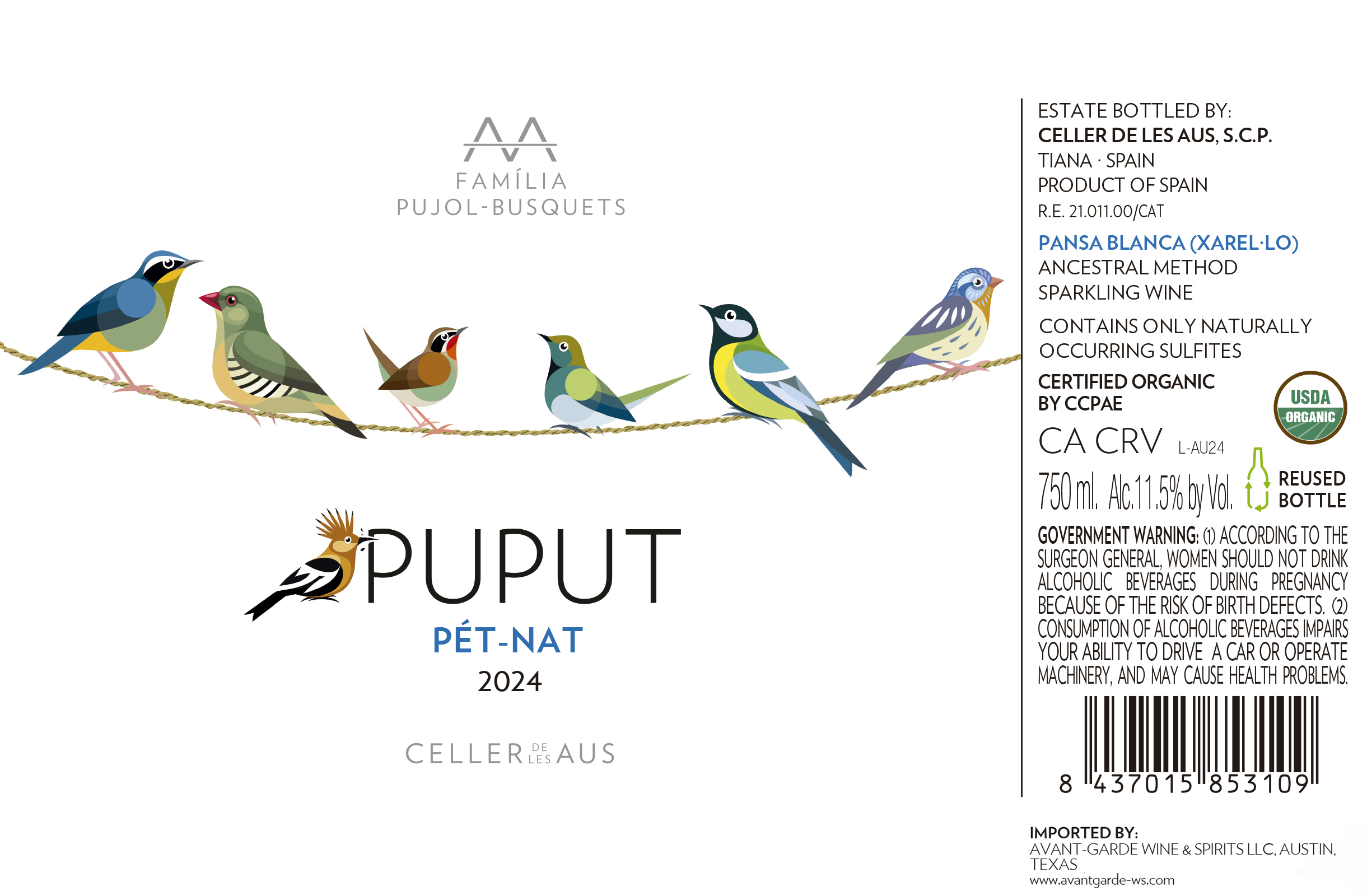 TABC label artwork for Celler de les Aus Puput PetNat