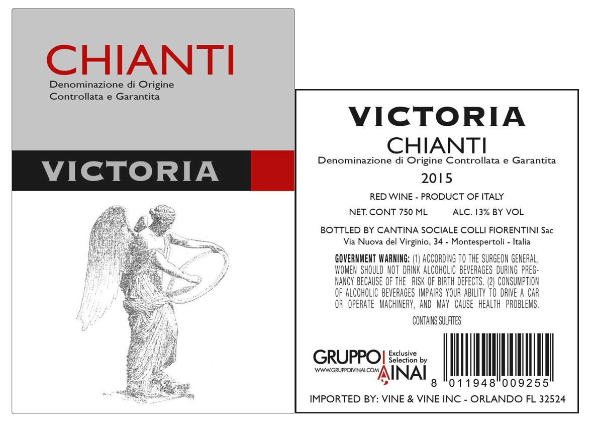 TABC label artwork for VICTORIA RED WINE CHIANTI