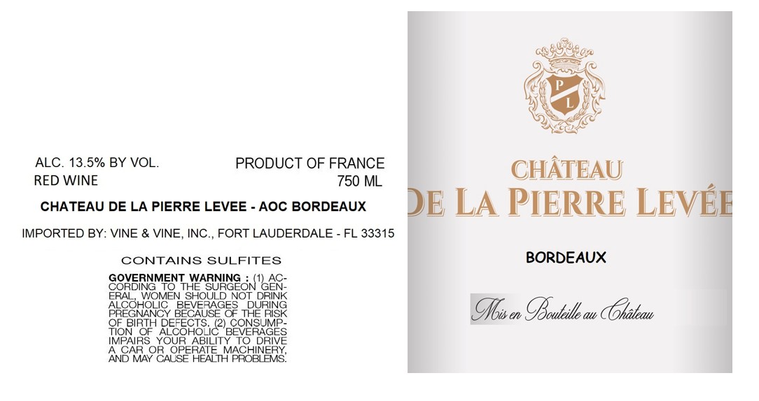 TABC label artwork for CHATEAU DE LA PIERRE LEVEE RED WINE BORDEAUX