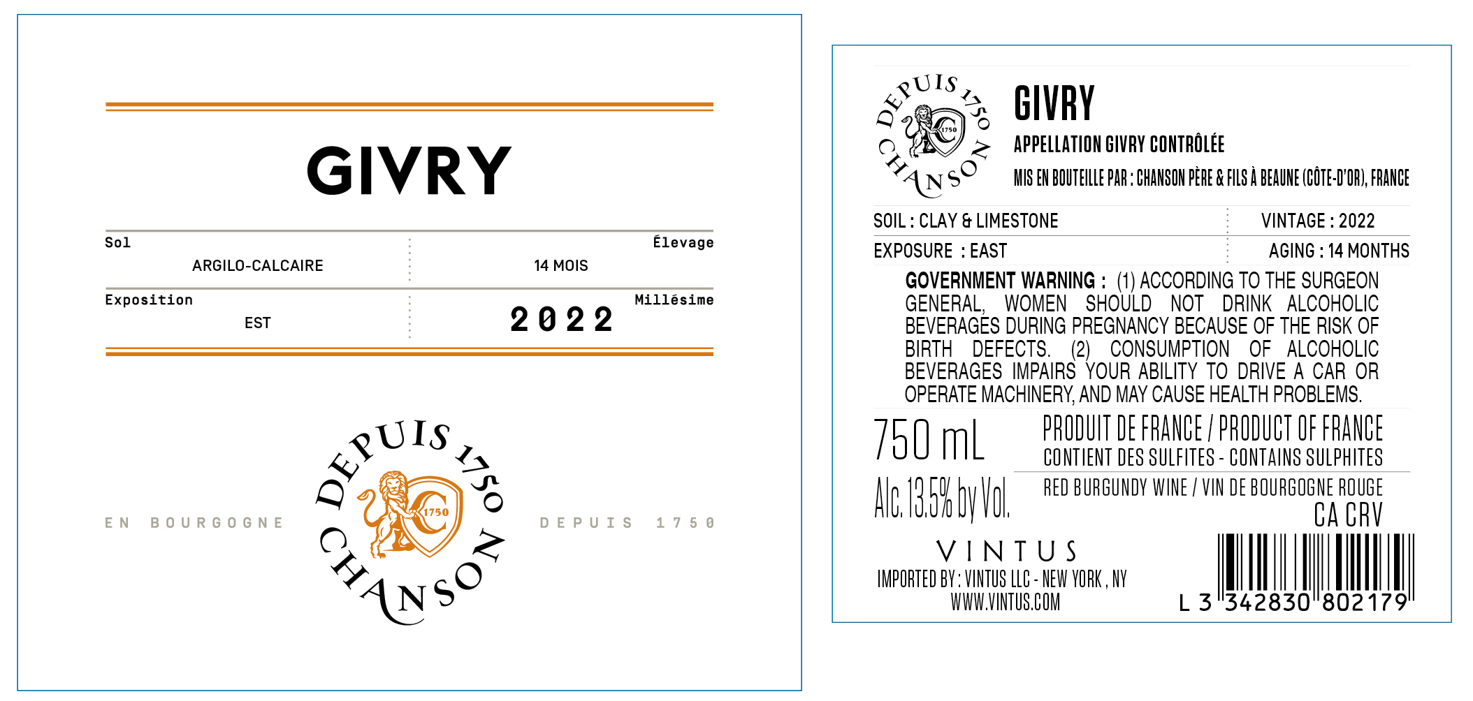 TABC label artwork for Chanson Givry