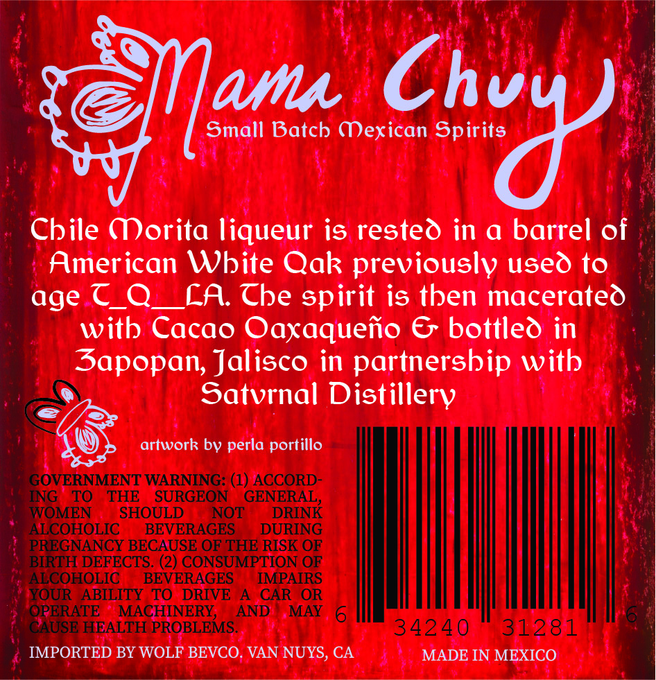 TABC label artwork for MAMA CHUY SMALL BATCH CHILE + CACAO LIQUEUR