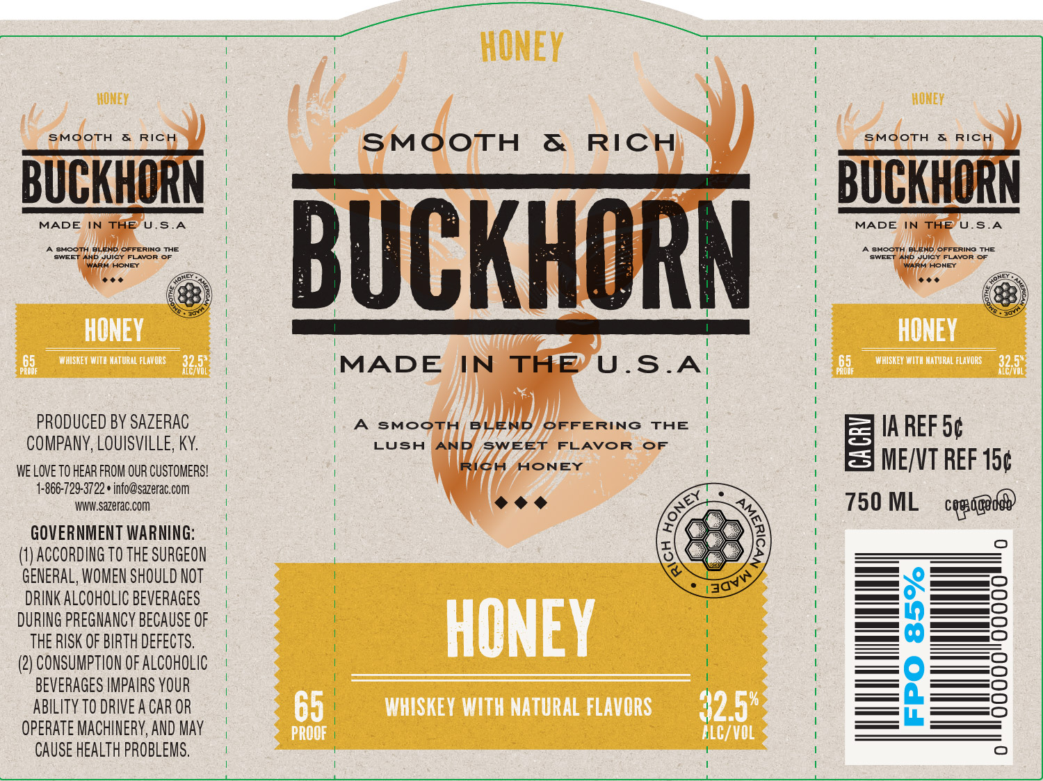 TABC label artwork for Buckhorn Honey 750ml