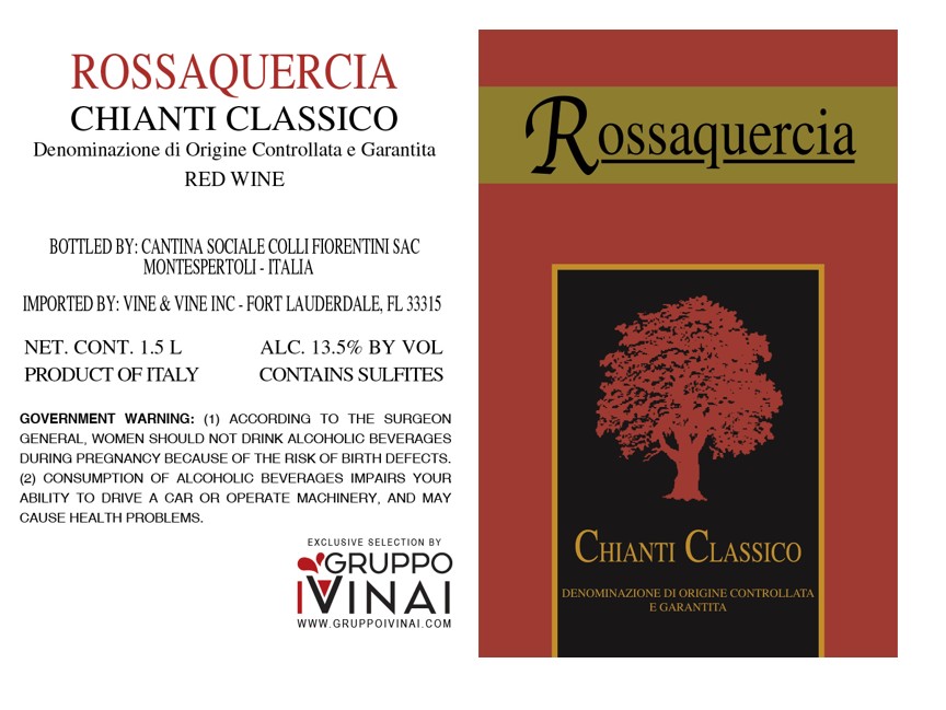 TABC label artwork for ROSSAQUERCIA CHIANTI