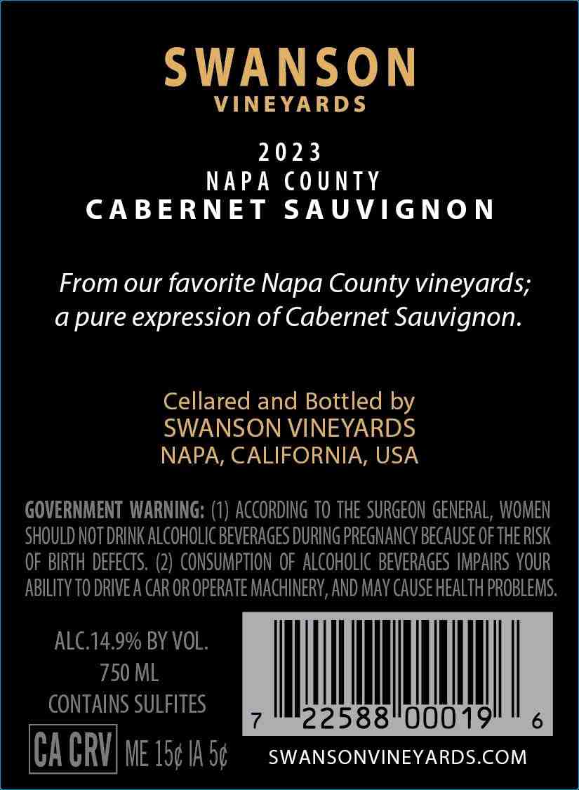 TABC label artwork for SWANSON VINEYARDS CABERNET SAUVIGNON CA - NAPA