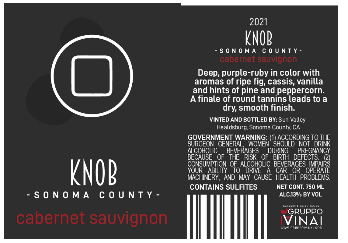 TABC label artwork for KNOB CABERNET SAUVIGNON