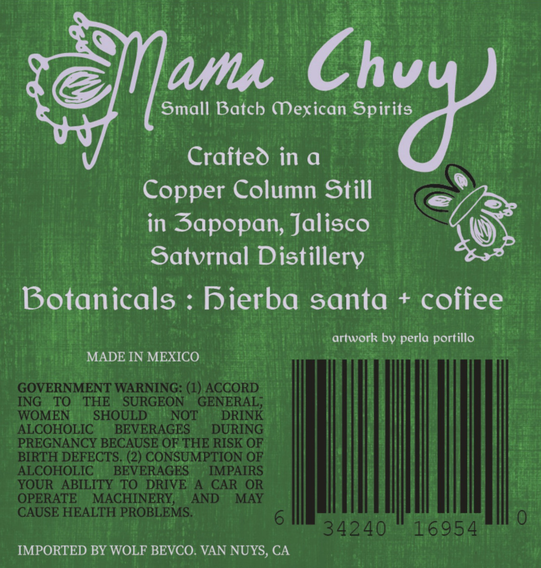 TABC label artwork for Mama Chuy Hierba Santa + Cafe Liqueur
