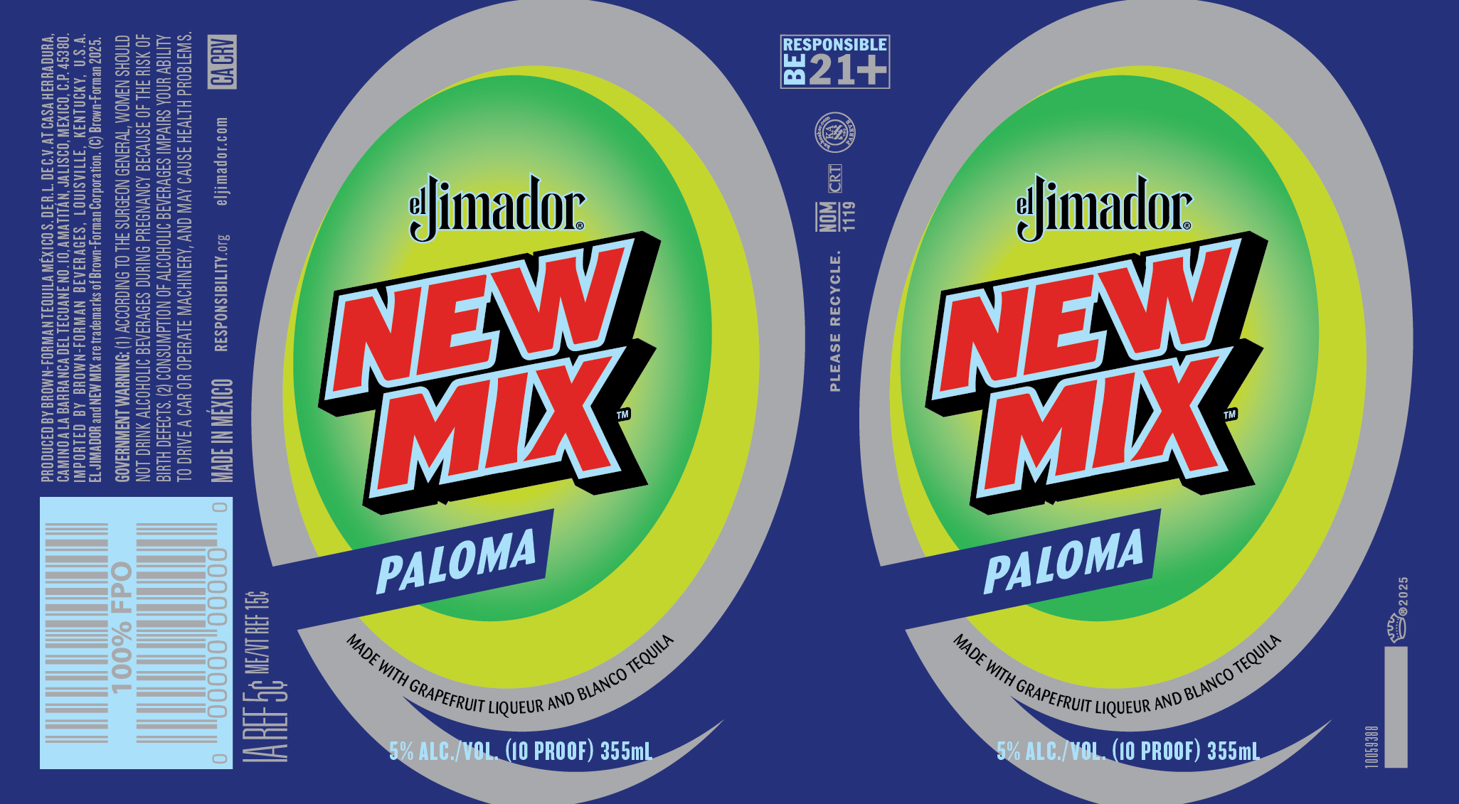 TABC label artwork for el Jimador New Mix Paloma
