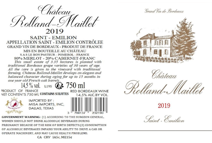 TABC label artwork for CHATEAU ROLLAND-MAILLET SAINT-EMILION