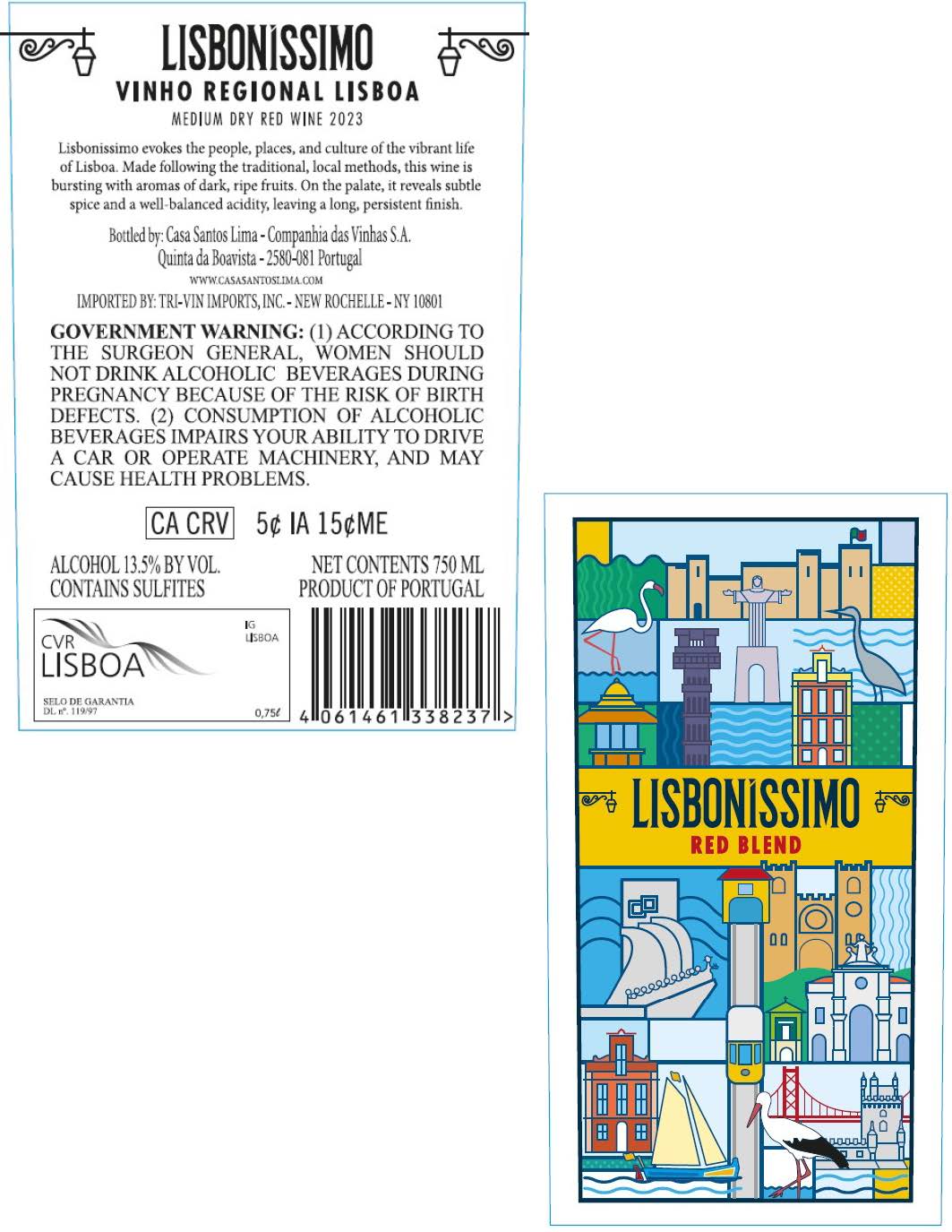 TABC label artwork for Lisbonissimo Red Blend Lisboa