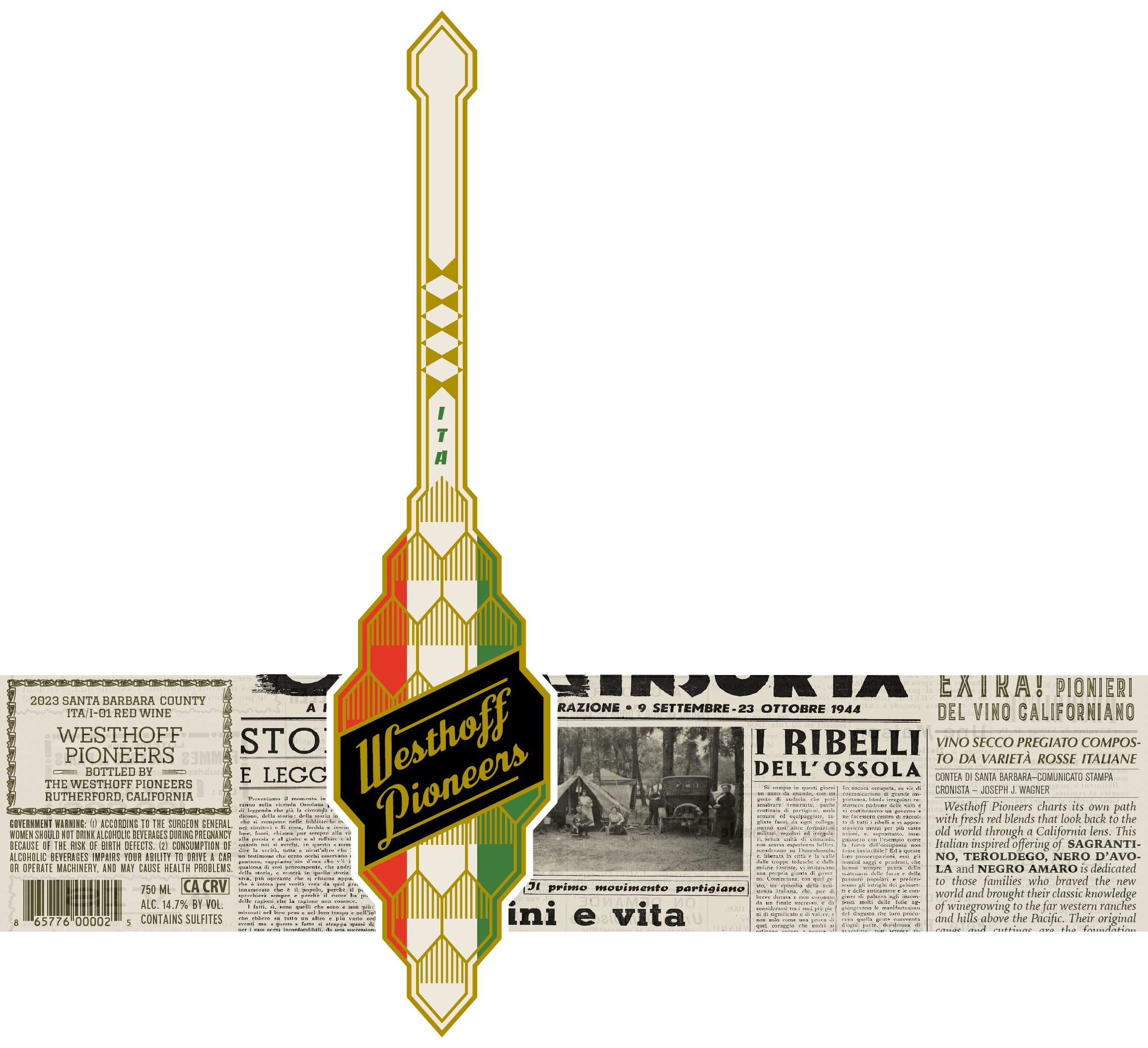 TABC label artwork for Westhoff Pioneers ITA