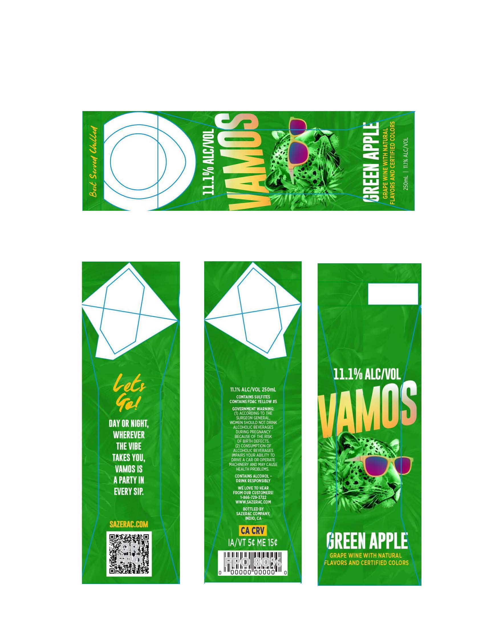 TABC label artwork for Vamos Green Apple
