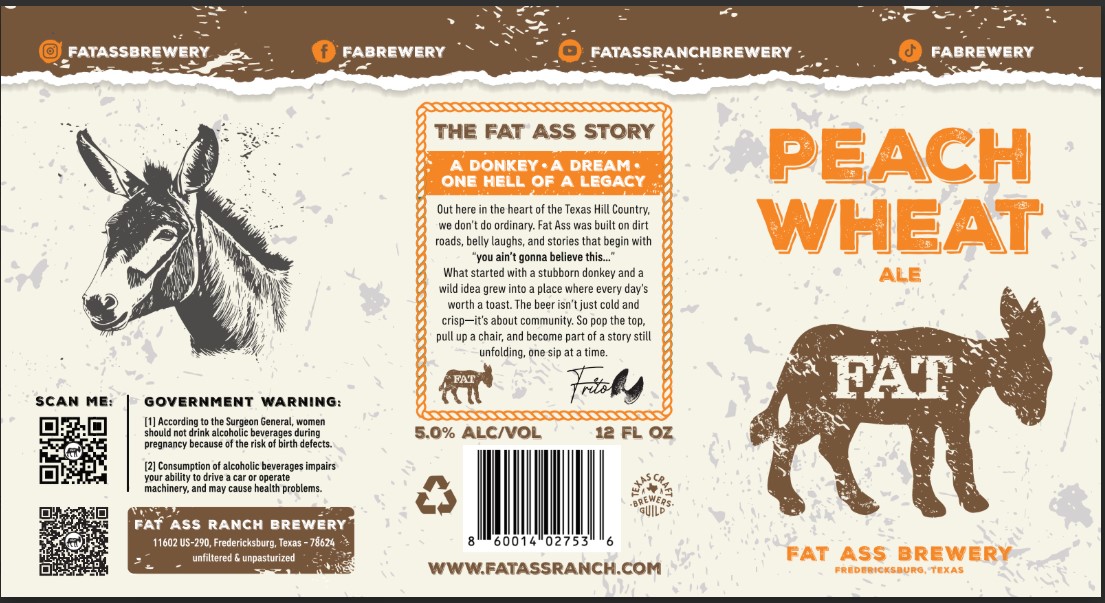 TABC label artwork for Peach Wheat Ale