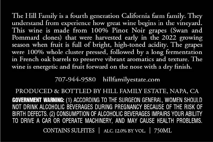 TABC label artwork for Hill Family Estate Rose of Pinot Noir Carneros