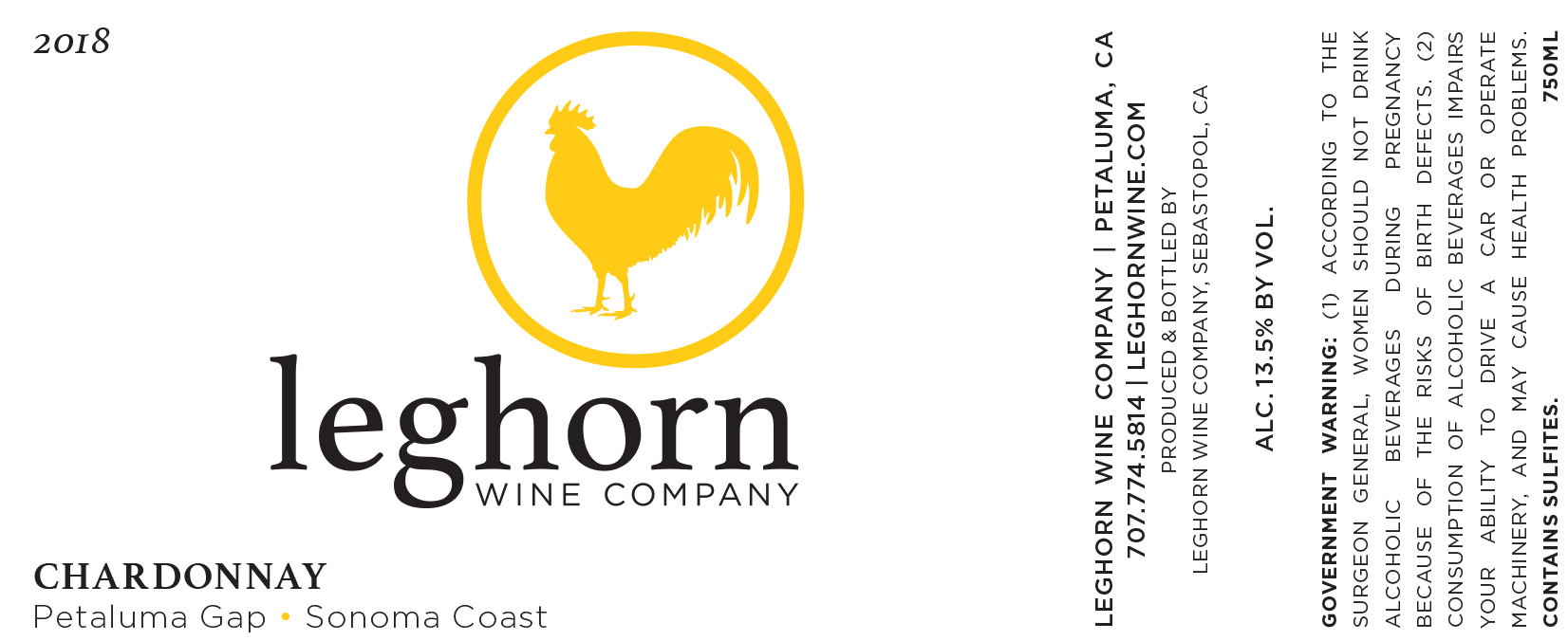 TABC label artwork for Leghorn Chardonnay
