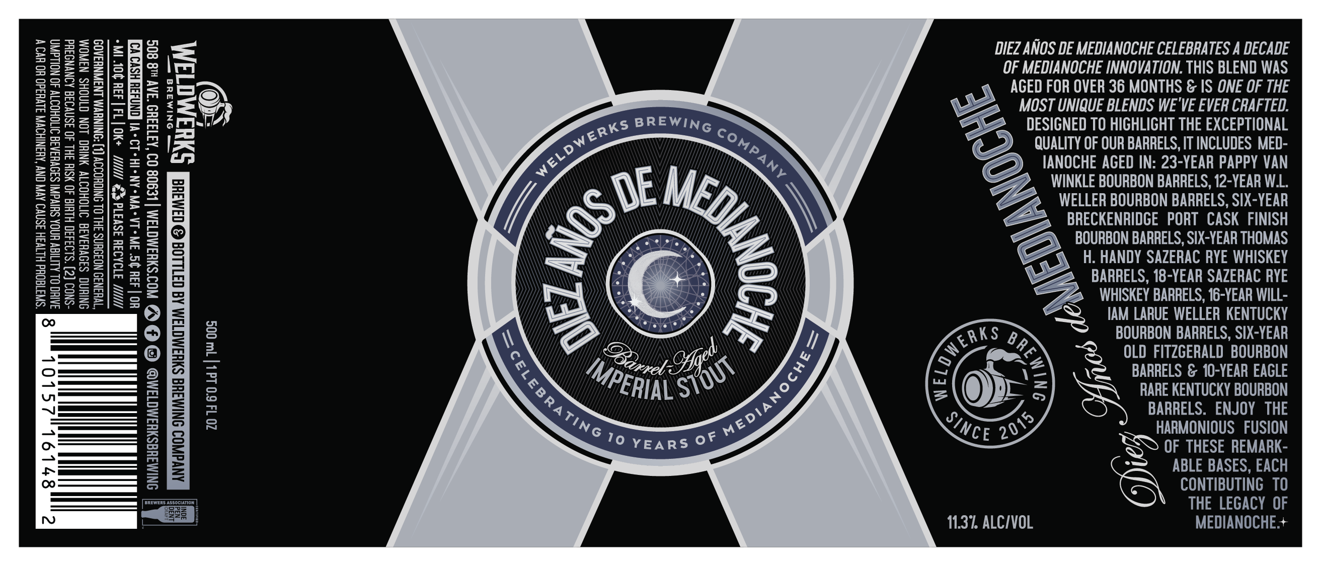 TABC label artwork for WELDWERKS DIEZ ANOS DE MEDIANOCHE