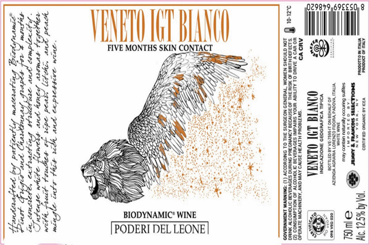 TABC label artwork for Poderi del Leone Bianco
