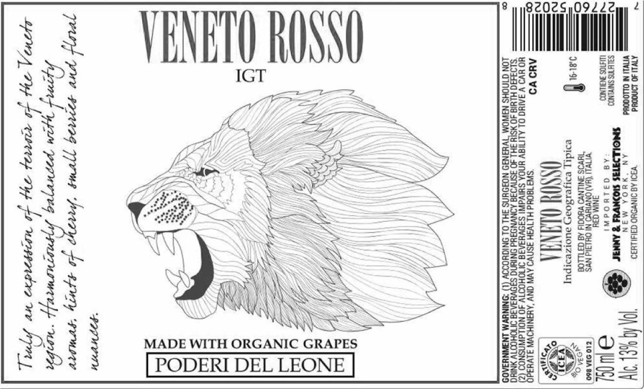 TABC label artwork for Poderi del Leone Rosso