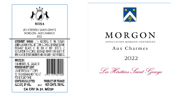 TABC label artwork for LES HERITIERS SAINT-GENYS AUX CHARMES