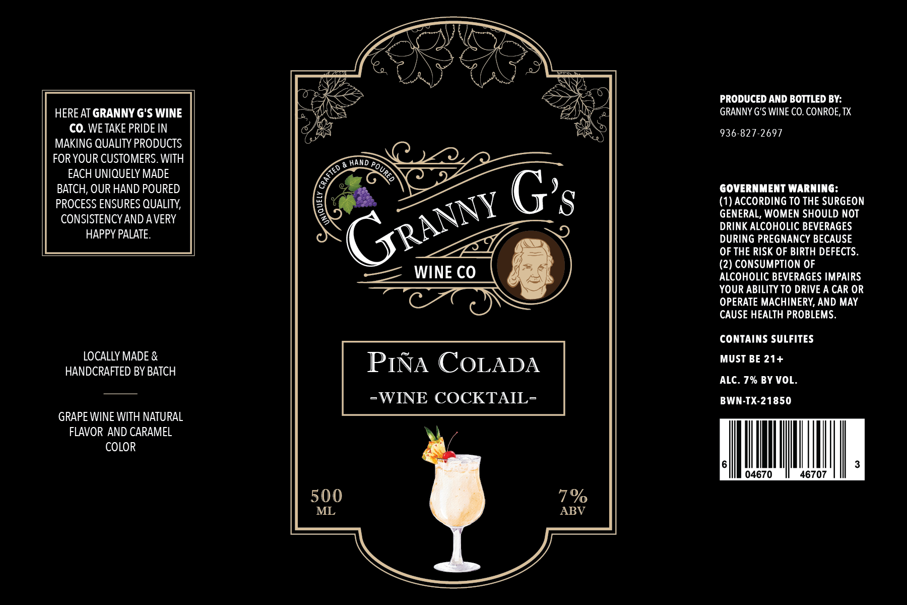 TABC label artwork for Twisted Mist Pina Colada