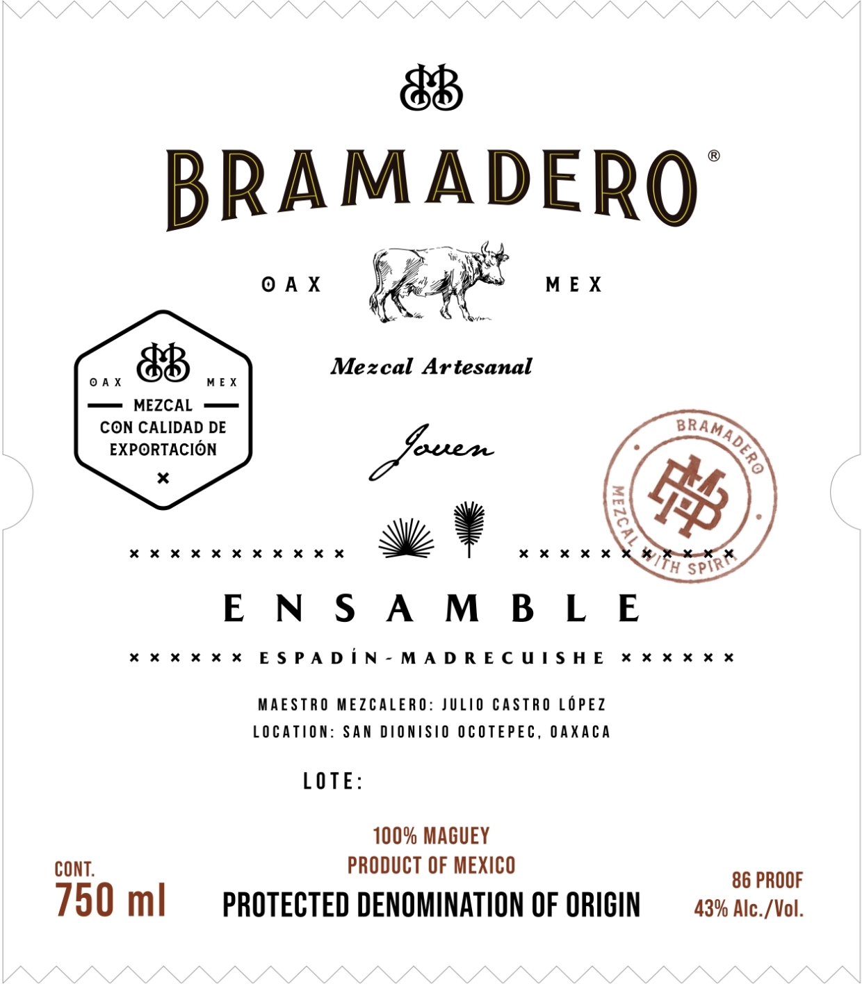 TABC label artwork for BRAMADERO ENSAMBLE MEZCAL
