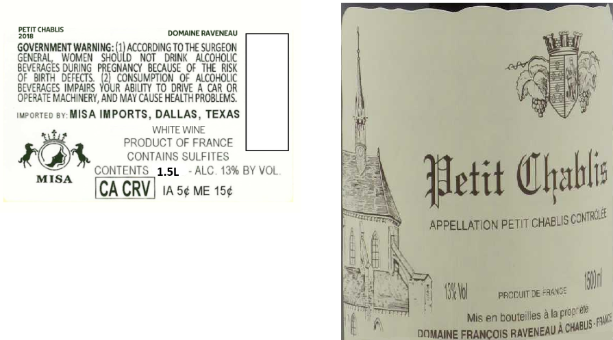 TABC label artwork for DOMAINE RAVENEAU PETIT CHABLIS