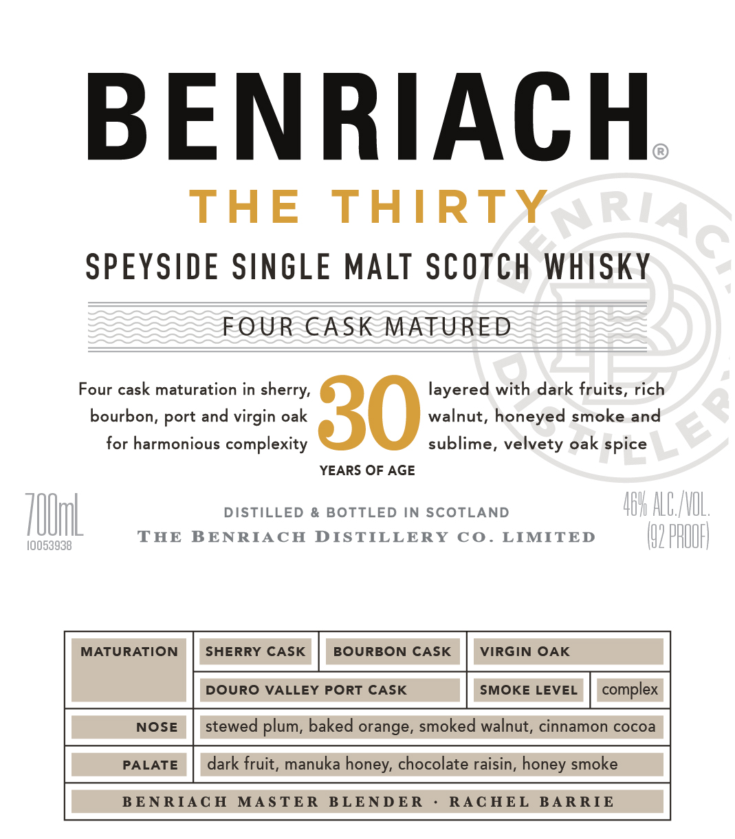 TABC label artwork for BenRiach The Thirty