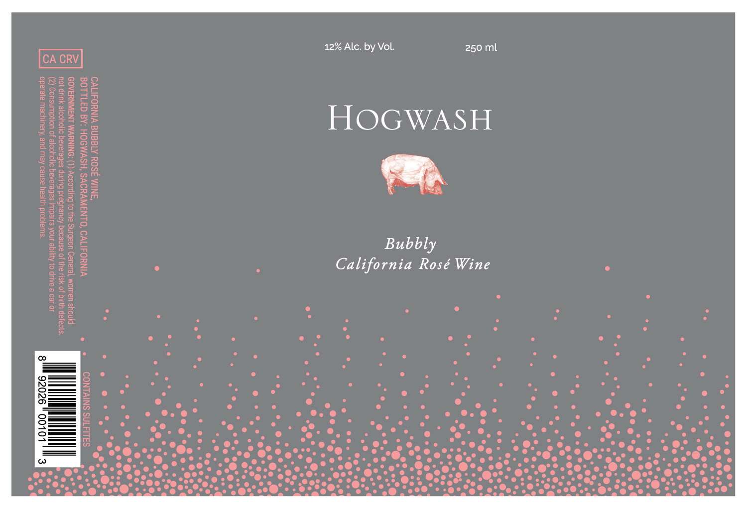 TABC label artwork for Hogwash Bubbly Rose