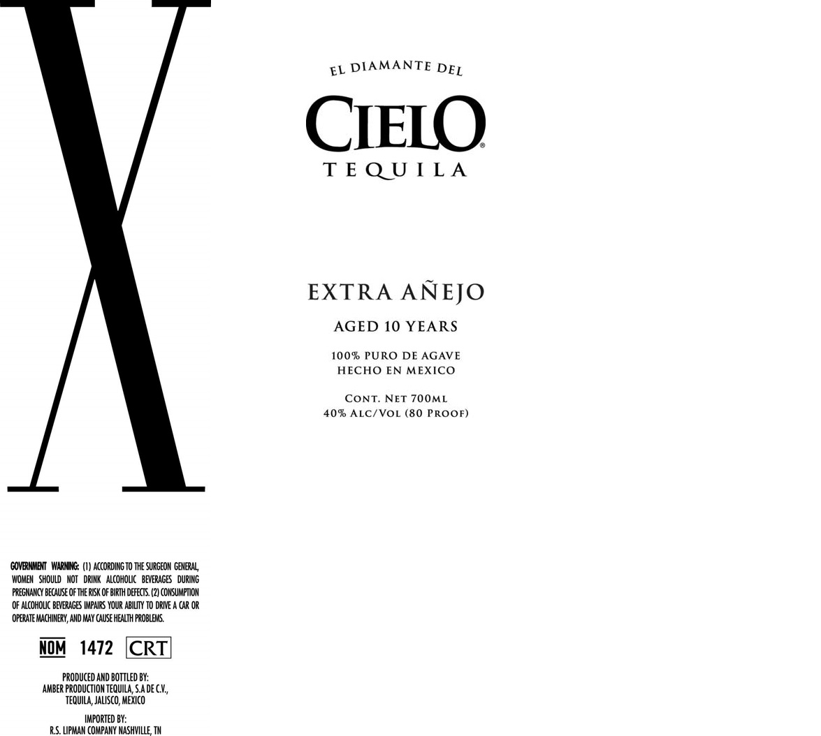TABC label artwork for EL DIAMANTE DEL CIELO EXTRA ANEJO X 10YR