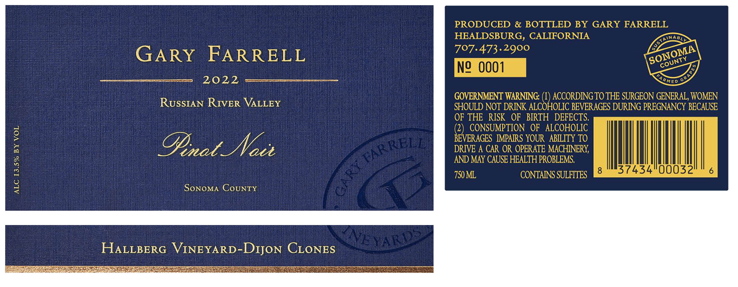 TABC label artwork for Gary Farrell Hallberg-Dijon Clones Pinot Noir