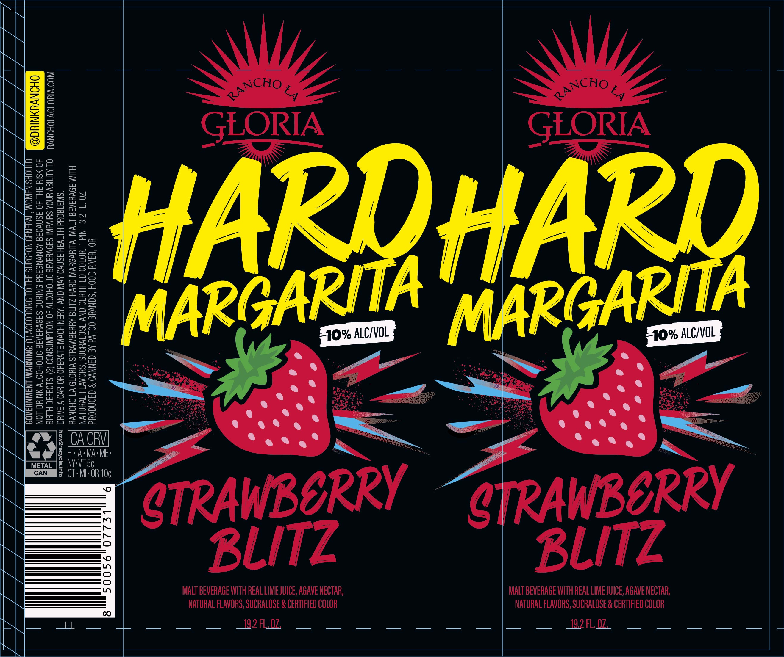 TABC label artwork for Rancho La Gloria Hard Margarita Strawberry Blitz