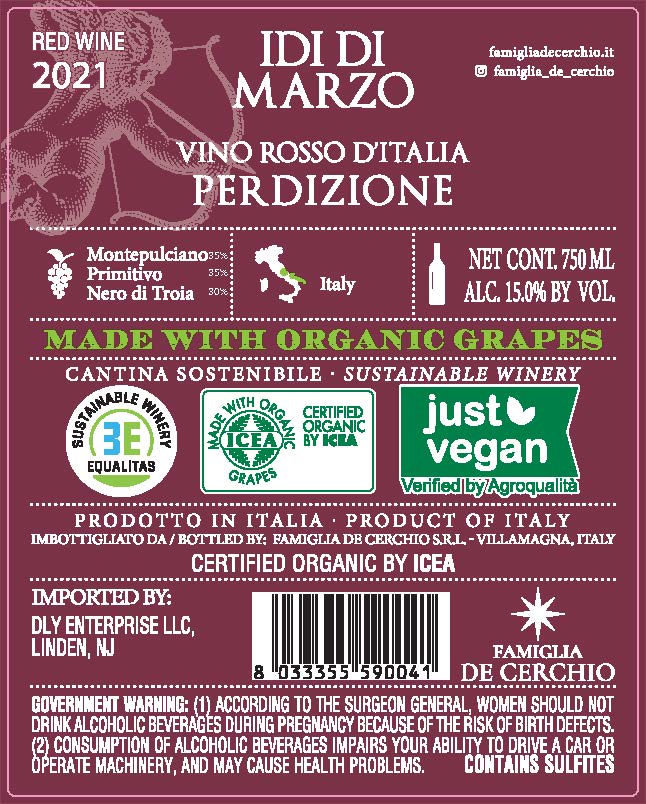 TABC label artwork for Idi Di Marzo