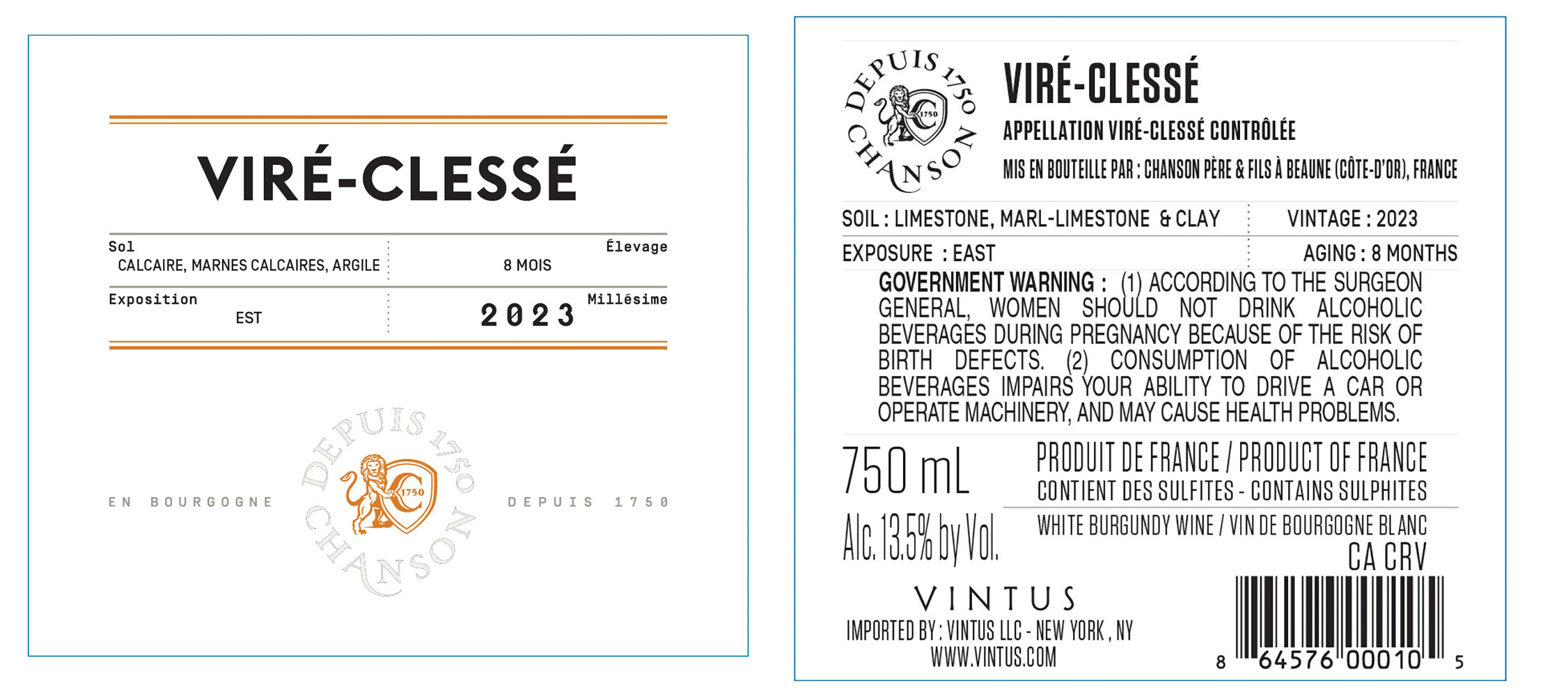 TABC label artwork for Chanson Vire-Clesse