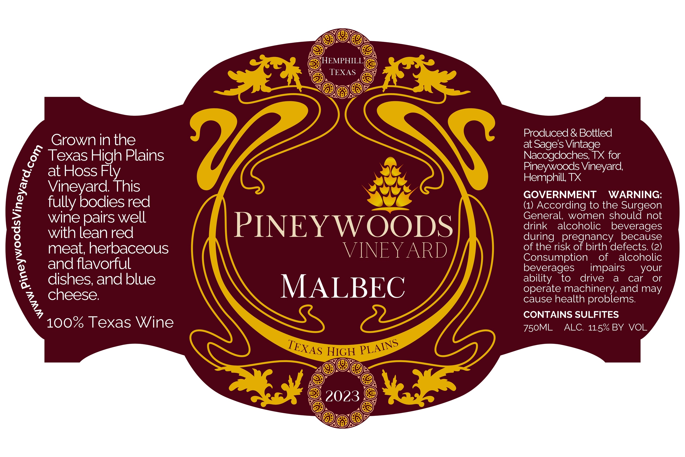 TABC label artwork for Malbec