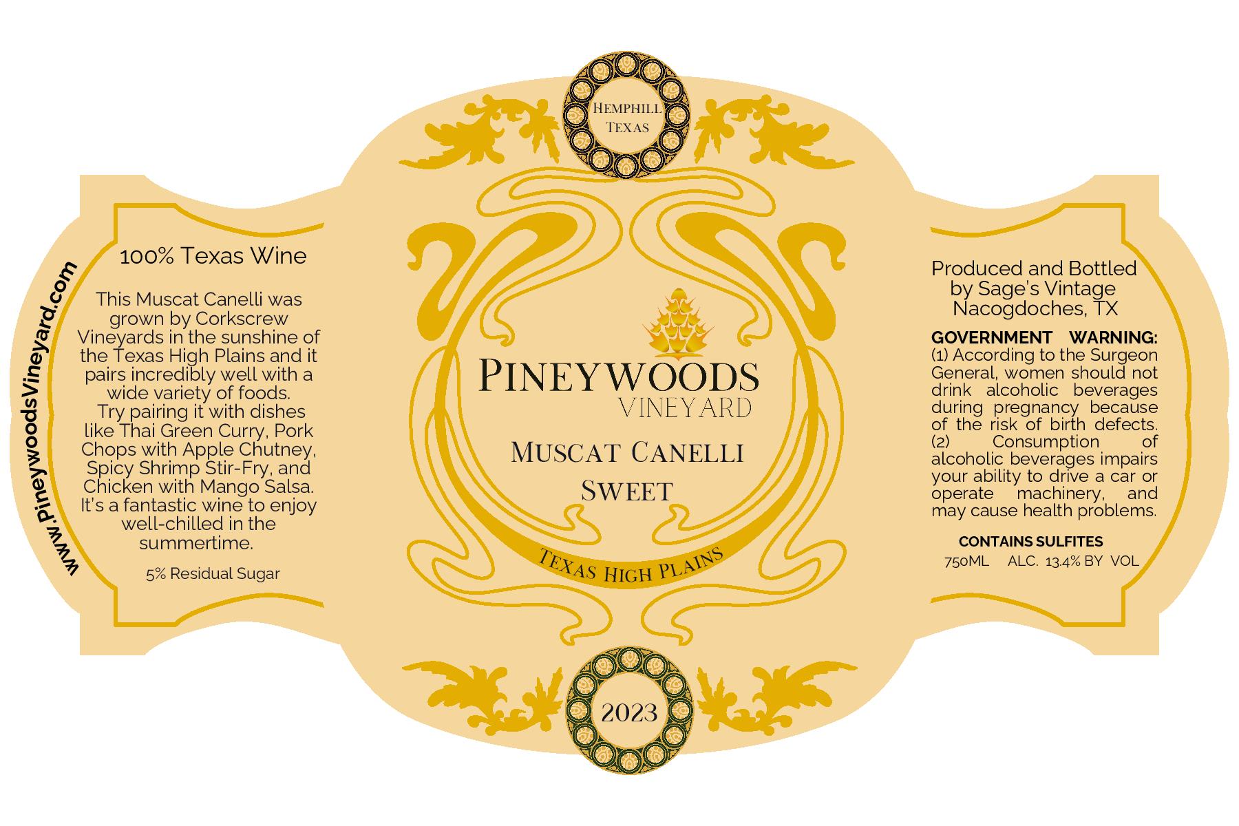 TABC label artwork for Muscat Canelli Sweet
